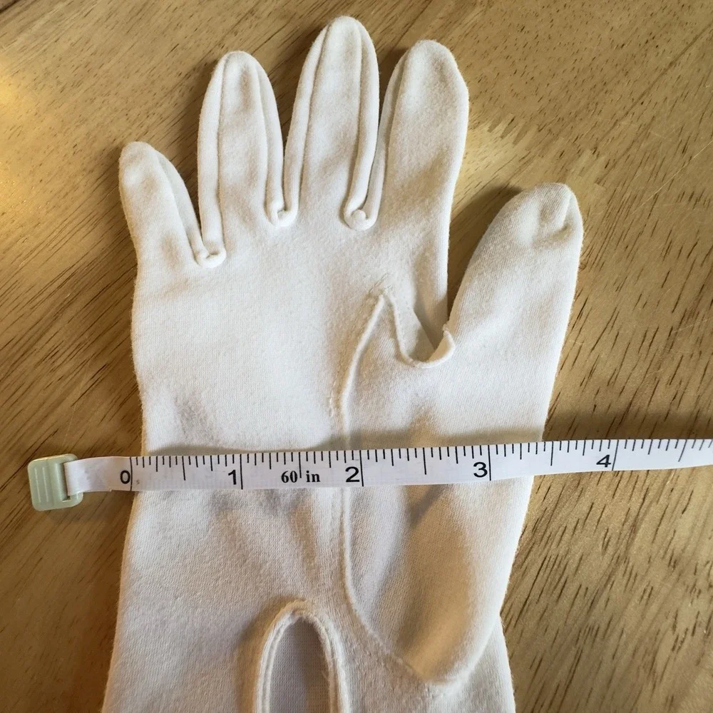 VTG 1960's WHITE Grandoe Opera-length Long‎ Gloves W/ Pearl Buttons 100% Nylon